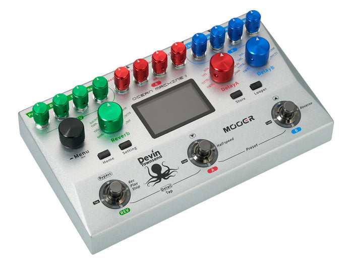Pédale OCEAN MACHINE II, délai/réverb/looper, modèle Signature Devin Townsend, gris