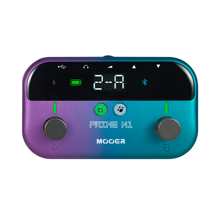 Multi-effets Prime M1, 128 effets, 21 simulations d'ampli, accordeur, boîtes à rythmes, looper, bluetooth, bleu violet pailleté