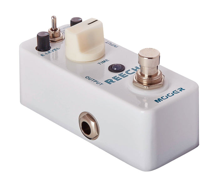 Pédale REECHO, délai numérique à 3 modes (Analog/Real Echo/Tape echo), boîtier métal, true bypass, blanc