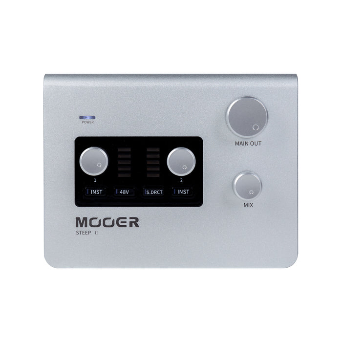 Interface audio STEEP II, 2 canaux, deux entrées combo XLR/Jack, alimentation fantôme, USB type C 2.0, MIDI In/Out, argent