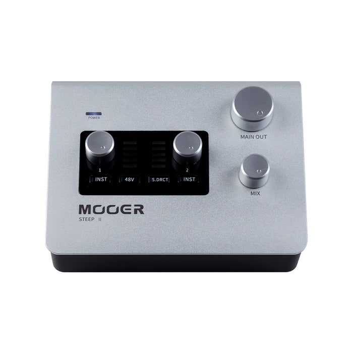 Interface audio STEEP II, 2 canaux, deux entrées combo XLR/Jack, alimentation fantôme, USB type C 2.0, MIDI In/Out, argent