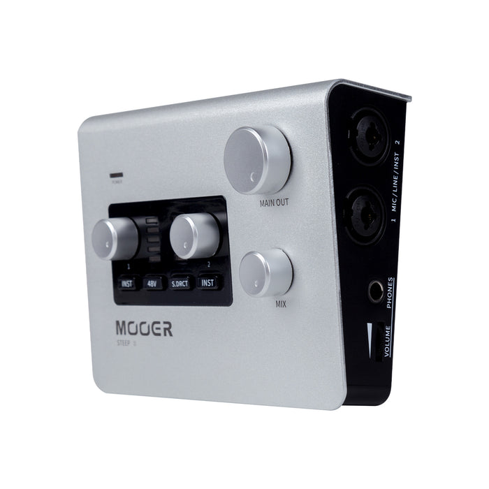 Interface audio STEEP II, 2 canaux, deux entrées combo XLR/Jack, alimentation fantôme, USB type C 2.0, MIDI In/Out, argent