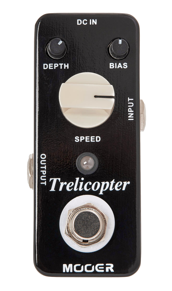 Pédale TRELICOPTER, trémolo optique classique, boîtier métal, true bypass, noir