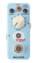 Pédale WAH, wah-wah automatique 2 modes (Auto/Touch), 5 filtres différents, boîtier métal, true bypass, bleu ciel