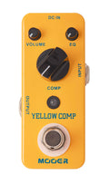 Pédale YELLOW COMP, compresseur de type optique, boîtier métal, true bypass, jaune