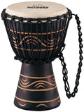Djembé 7" (extra small) style africain série Moon, fût acajou, peau chèvre sélectionnée, cordage pré-étiré, gravé main, noir