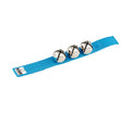 Bracelet nylon 23 cm, 3 clochettes acier, attache rapide, bleu