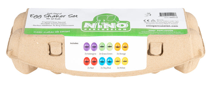 12 oeufs shaker son doux NINO couleurs + boîte de rangement/présentation