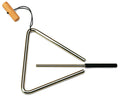 Triangle acier 15 cm, avec cordelette et poignée bois, batte métal avec poignée caoutchouc