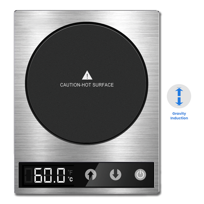Top view of COSORI Original Coffee Warmer with circular heating surface and LCD screen