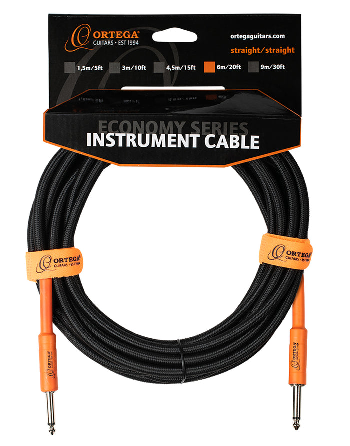 Câble instrument ORTEGA Jack/Jack, 6 mètres, noir et orange