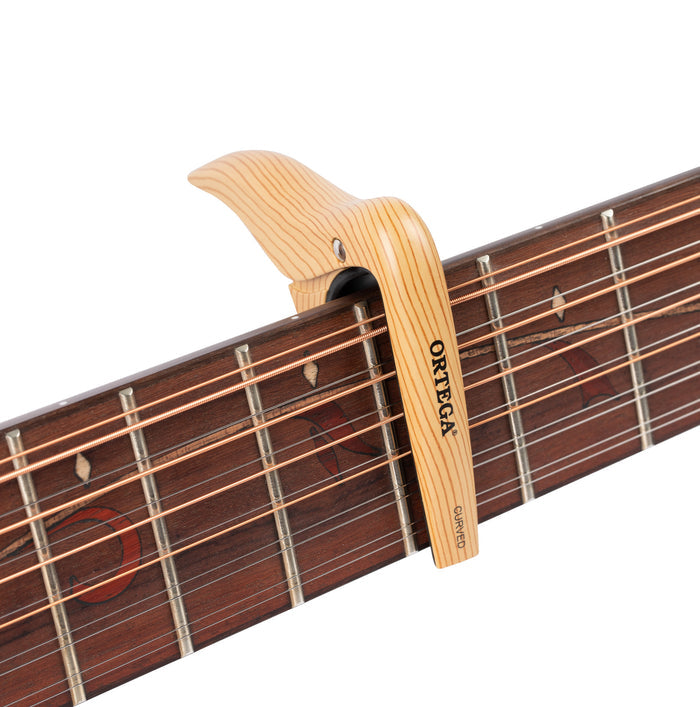 Capodastre pour guitare et basse touche bombée jusqu'à 52 mm de largeur, décor érable