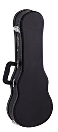 Etui bois pour ukulélé Concert, avec surpiqures et logo, noir