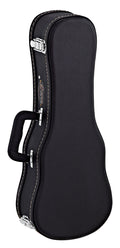Etui bois pour ukulélé Soprano, avec surpiqures et logo, noir
