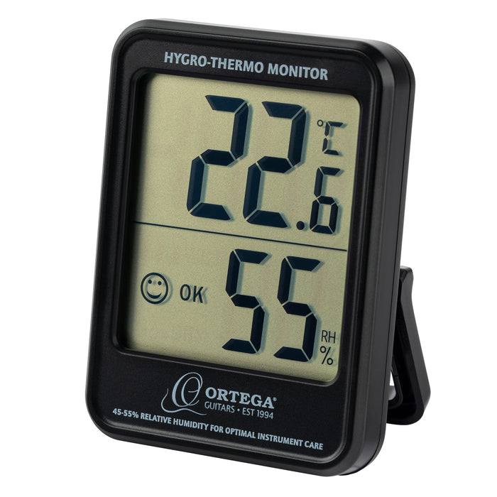 Hygro-thermomètre, indication de la température et de l'humidité relative (OK entre 45% et 55%), noir