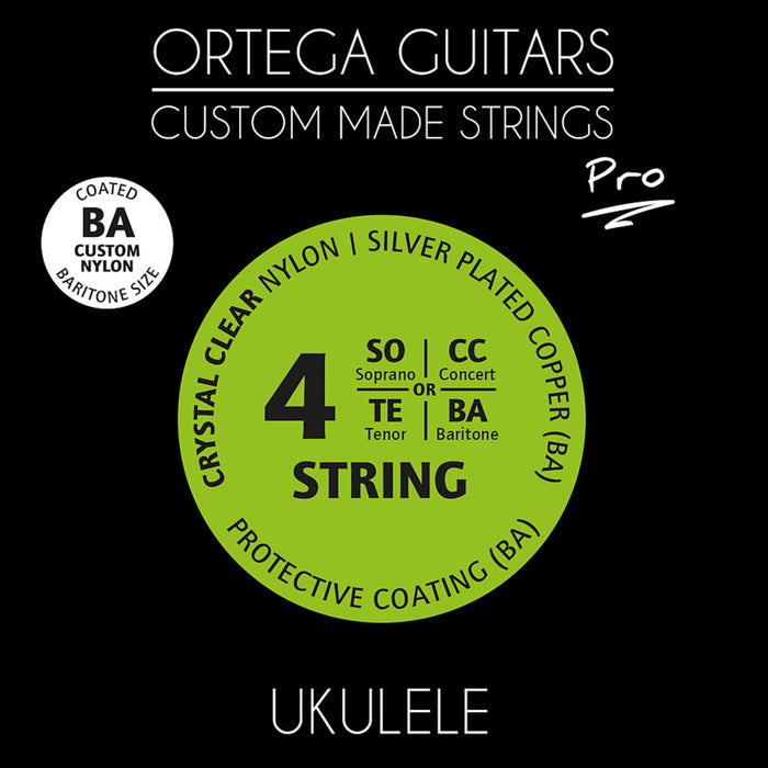 Jeu CUSTOM PRO pour ukulélé bariton, nylon Crystal transparent et cuivre plaqué argent/nylon (cordes filées)