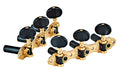 Jeu de mécaniques pour guitare classique série Deluxe, ratio 14:1, plaques dorées, boutons noirs style ébène