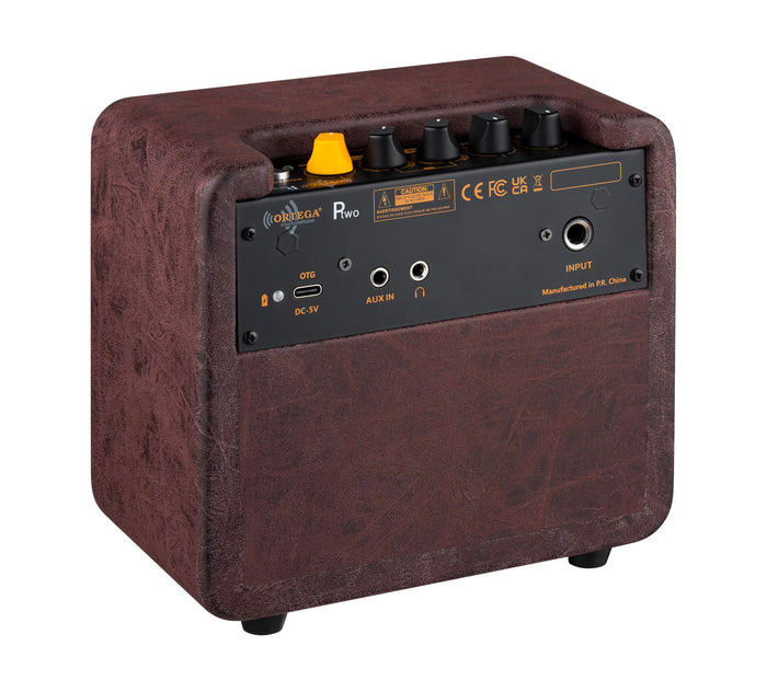 PTWO, ampli combo guitare acoustique 12W, Streaming Bluetooth, sortie casque, delay, reverb & chorus intégrés, simili cuir