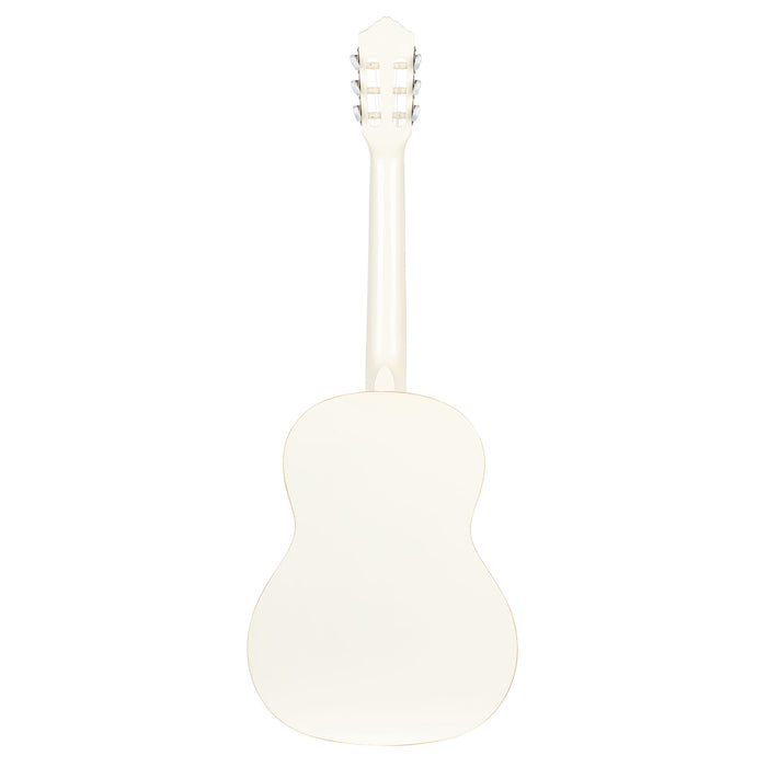 R121SNWH, modèle Slim Neck, table épicéa, fond & éclisses acajou, manche acajou (sillet 48 mm), housse, blanc brillant