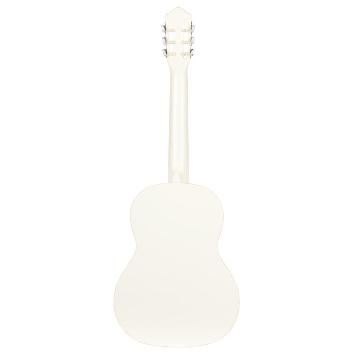 R121, table épicéa, fond & éclisses acajou, manche acajou (sillet 52 mm), housse, blanc brillant