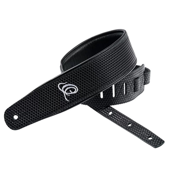 OSCU-4, courroie guitare, série Custom, face et dos cuir, âme synthétique, largeur 7 cm, longueur 145 cm, black braid
