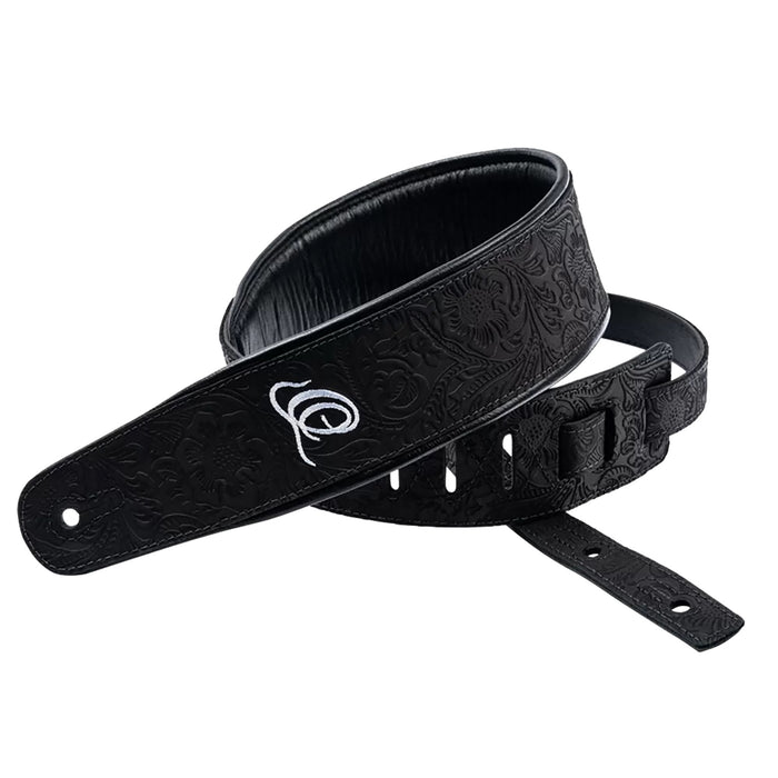 OSBY-1, courroie guitare, série Byzantine, face cuir, dos PVC (vegan), largeur 7 cm, longueur 145 cm, byzantine black