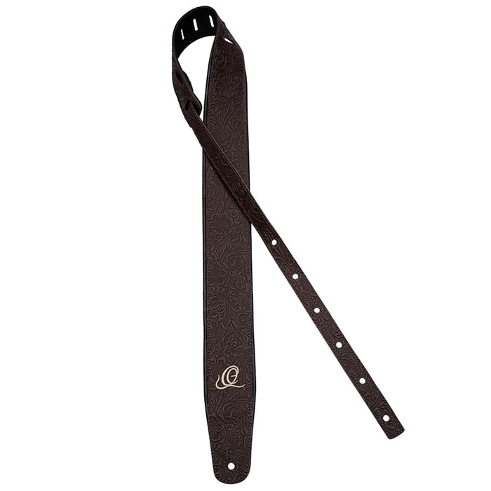 OSBY-2, courroie guitare, série Byzantine, face cuir, dos PVC (vegan), largeur 7 cm, longueur 145 cm, byzantine cocoa
