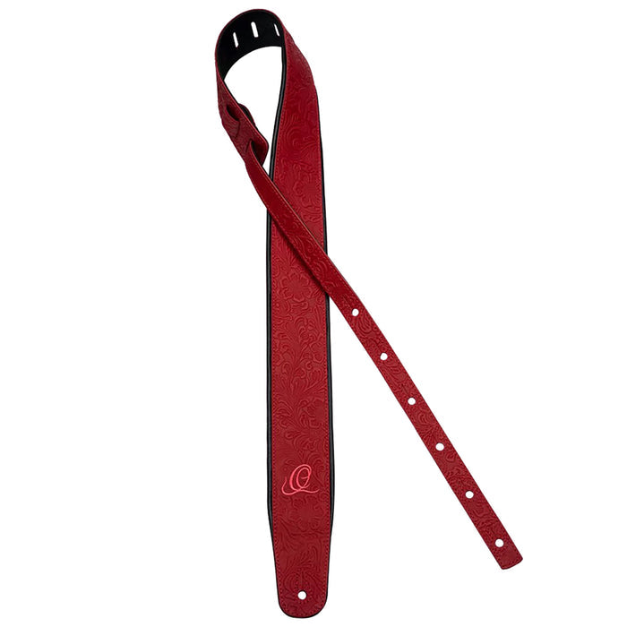 OSBY-3, courroie guitare, série Byzantine, face cuir, dos PVC (vegan), largeur 7 cm, longueur 145 cm, byzantine fire