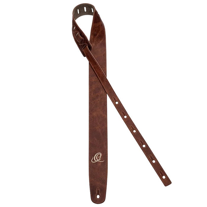 OSSU-30, courroie guitare, série Suede, face et dos cuir suédé, largeur 6 cm, longueur de 92 à 145 cm, caramel