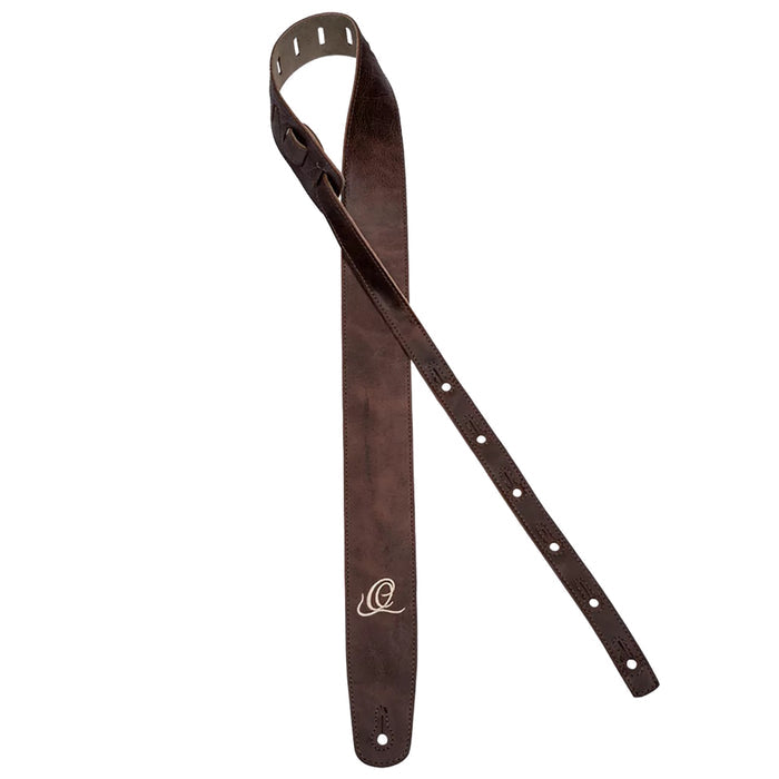 OSSU-20, courroie guitare, série Suede, face et dos cuir suédé, largeur 6 cm, longueur de 92 à 145 cm, peat