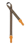 Courroie ukulélé, 100% coton, extrémités simili cuir, largeur 3.7 cm, longueur jusqu'à 139 cm, khaki