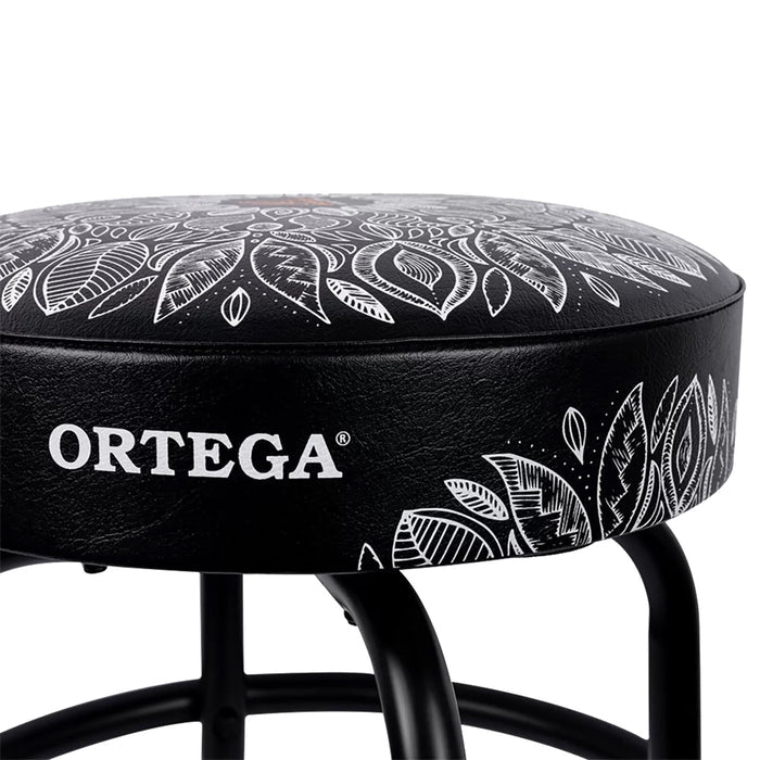 OBS30-WHKC, tabouret ORTEGA, assise 76 cm, design"kaléidoscope", assise rembourrée ép. 10 cm rotative, repose pied, blanc