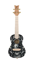 RUAR-BI, modèle Concert, table épicéa avec motif custom, fond & éclisses catalpa, manche nato, motif"oiseaux" satiné