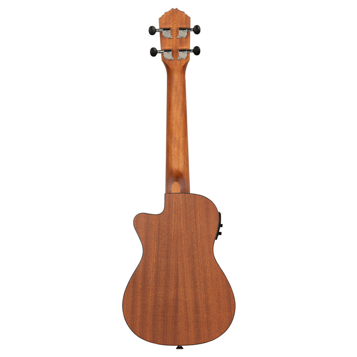 RU5CE, modèle Concert pan coupé, EQ MagusUke, table épicéa avec motif, f/e sapele, manche acajou, naturel satiné