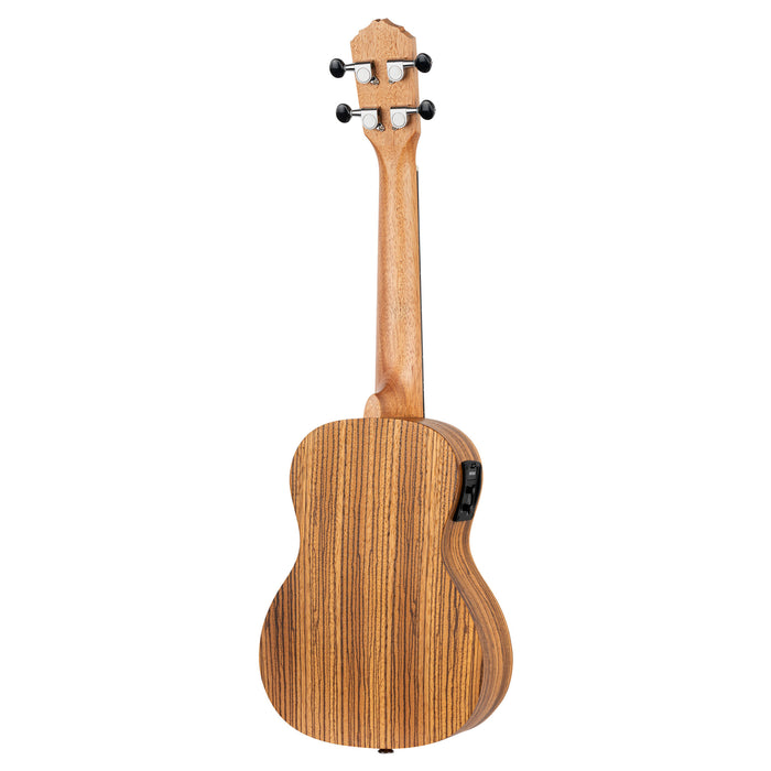RFU11ZE, modèle Concert, EQ MagusUke, table zebrawood, f/e zebrawood, manche acajou, housse, naturel satiné