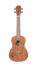 RU5MM, modèle Concert, table sapele avec motif, fond & éclisses sapele, manche acajou, naturel satiné, modèle gaucher