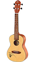 RU5-L, modèle Concert gaucher, table épicéa avec motif, fond & éclisses sapele, manche acajou, naturel satiné