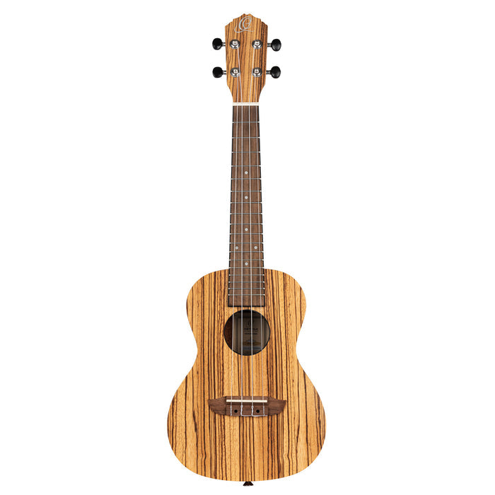 RFU11Z, modèle Concert, table zebrawood, fond & éclisses zebrawood, manche acajou, housse, naturel satiné