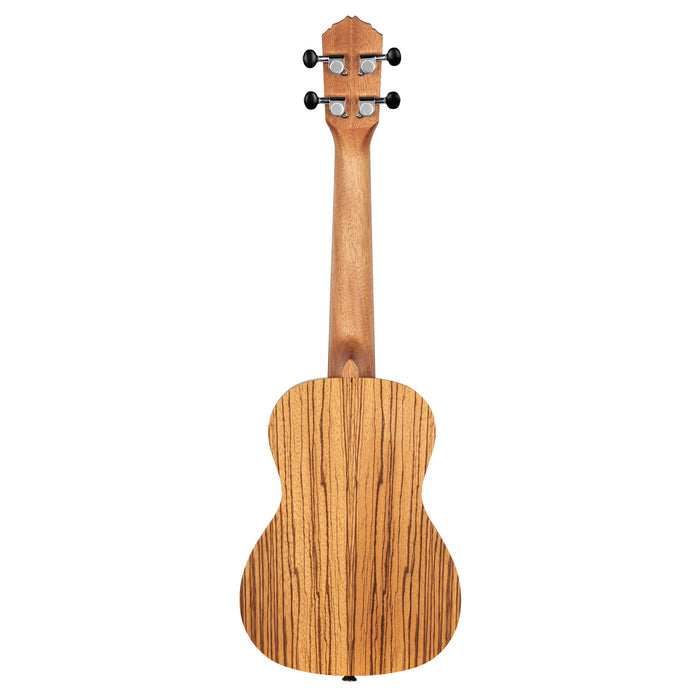 RFU11Z, modèle Concert, table zebrawood, fond & éclisses zebrawood, manche acajou, housse, naturel satiné