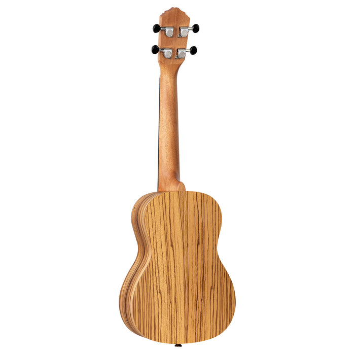 RFU11Z, modèle Concert, table zebrawood, fond & éclisses zebrawood, manche acajou, housse, naturel satiné
