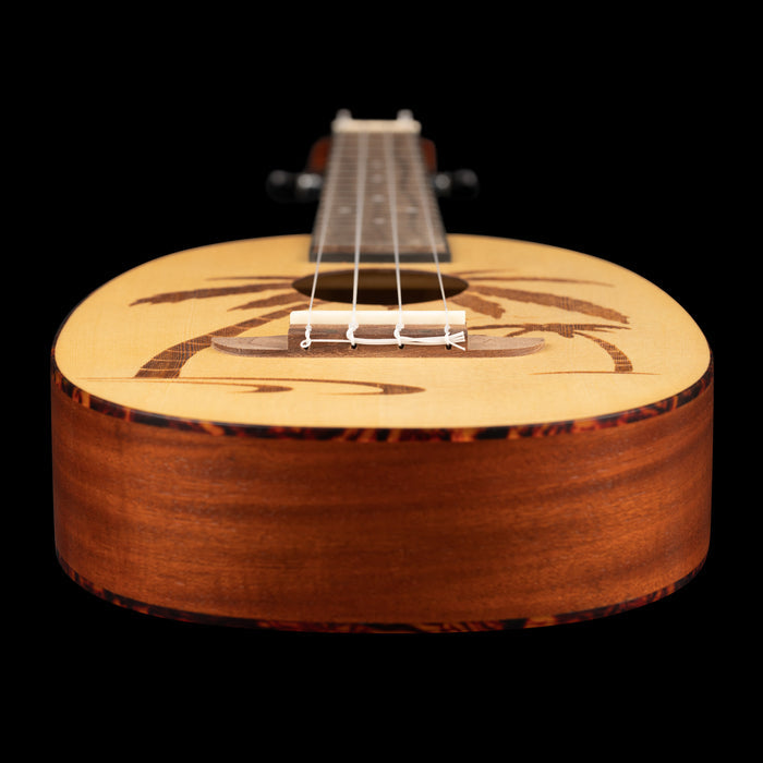 RUPA5, modèle Concert, table épicéa avec motif gravé au laser, manche acajou, sillet 36 mm, naturel satiné