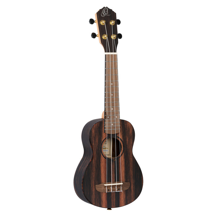 RUEB-SO, modèle Soprano, table ébène, fond & éclisses ébène, touche & chevalet noyer, housse deluxe, satiné pores ouverts