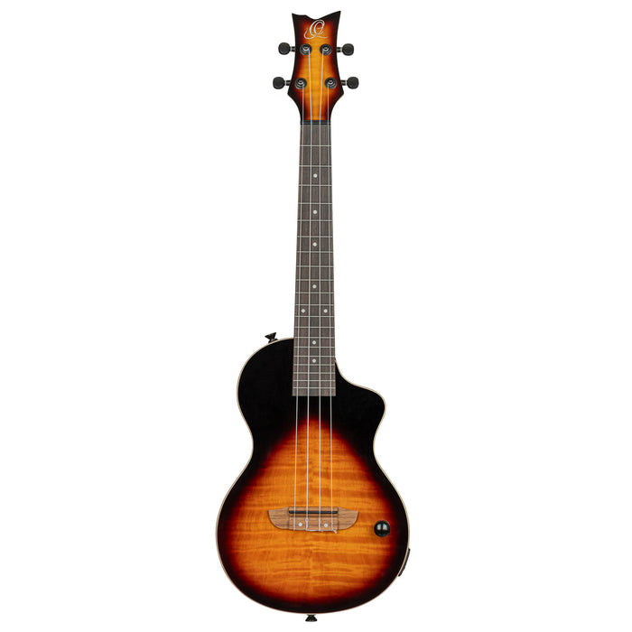 NEO-U-TGB, modèle Ténor, pan coupé, EQ MagusExpress, table érable flammé, corps okoumé, manche érable, housse, tobacco burst