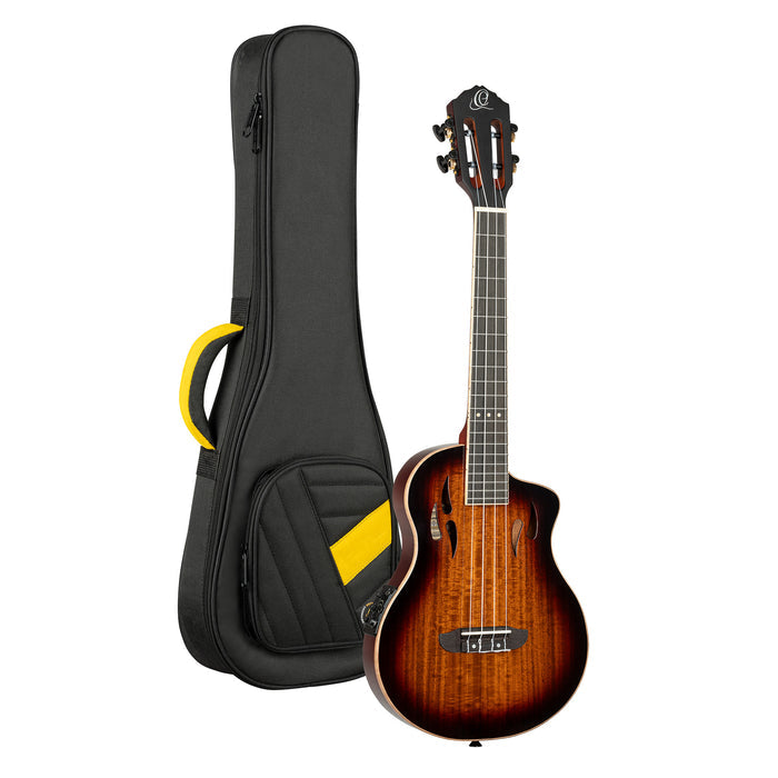 RTPX-U-ACA, modèle Tourplayer Ténor, pan coupé, EQ Magus X/U, table acacia, f/e okoumé, manche acajou, housse, dégradé brillant