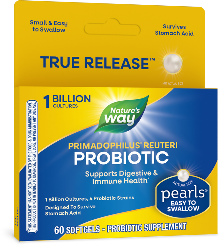 <{%PRIMARY_15770%}>Nature's Way® | Primadophilus Reuteri Pearls Probiotics, 60 softgels