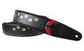 Courroie modèle CAT, extérieur synthétique, largeur 6 cm, longueur 100 à 145 cm, porte-médiators intégré, noir et doré