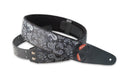 Courroie modèle PAISLEY, extérieur tissu, largeur 6 cm, longueur 100 à 145 cm, porte-médiators intégré, noir