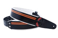 Courroie modèle RACE, extérieur synthétique, largeur 6 cm, longueur 100 à 145 cm, porte-médiators intégré, noir et orange