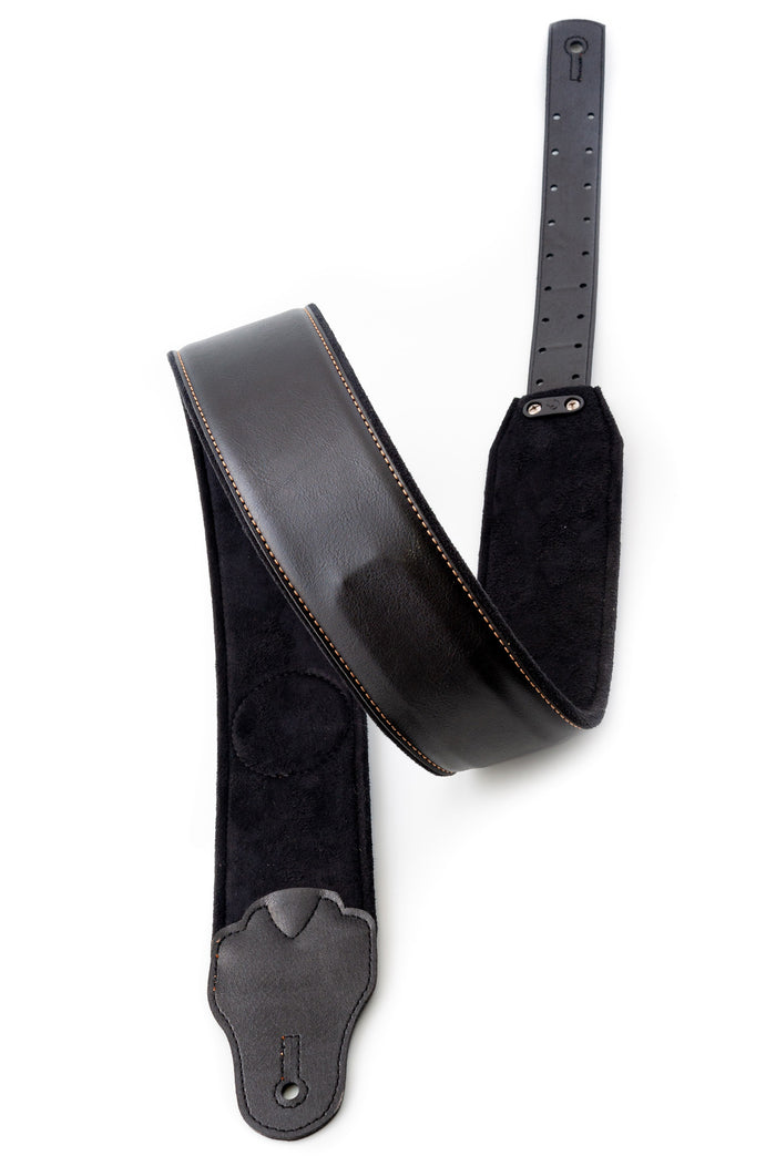 Courroie modèle TATOO HEART, extérieur synthétique, largeur 7 cm, longueur 98 à 153 cm, porte-médiators intégré, noir