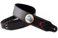 Courroie modèle TATOO SWALLOW, extérieur synthétique, largeur 7 cm, longueur 98 à 153 cm, porte-médiators intégré, noir